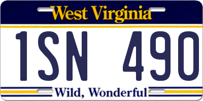 WV license plate 1SN490