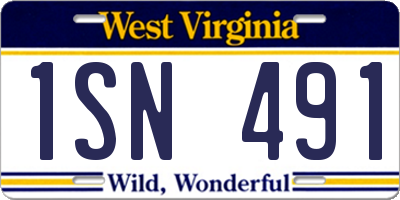 WV license plate 1SN491
