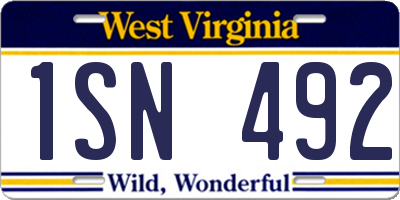 WV license plate 1SN492