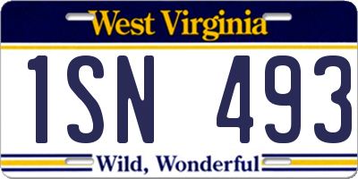 WV license plate 1SN493