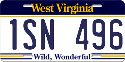 WV license plate 1SN496