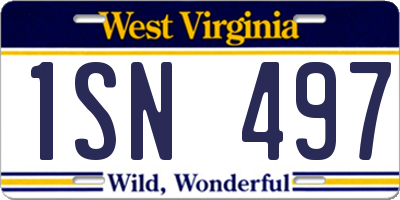 WV license plate 1SN497