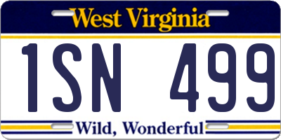 WV license plate 1SN499