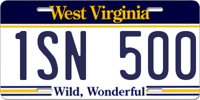 WV license plate 1SN500