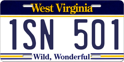WV license plate 1SN501