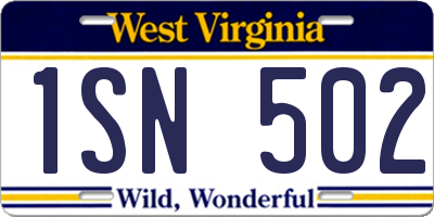 WV license plate 1SN502
