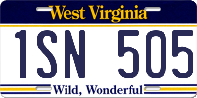 WV license plate 1SN505