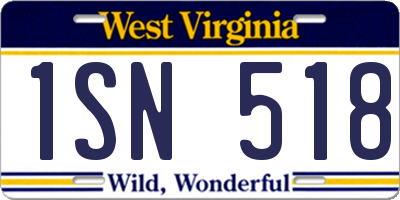 WV license plate 1SN518
