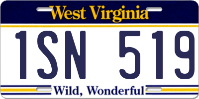 WV license plate 1SN519