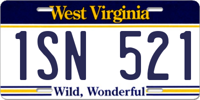 WV license plate 1SN521