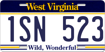WV license plate 1SN523