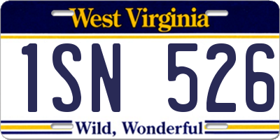 WV license plate 1SN526