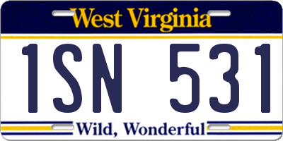 WV license plate 1SN531