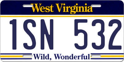 WV license plate 1SN532