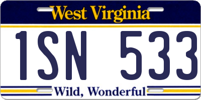 WV license plate 1SN533
