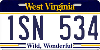 WV license plate 1SN534