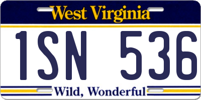 WV license plate 1SN536