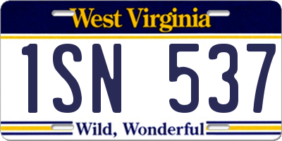 WV license plate 1SN537