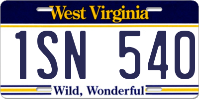 WV license plate 1SN540