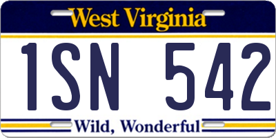 WV license plate 1SN542