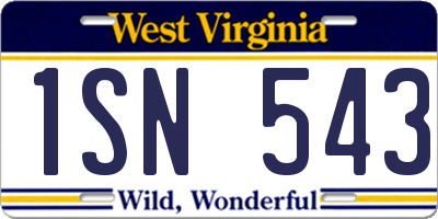 WV license plate 1SN543