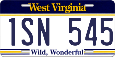 WV license plate 1SN545
