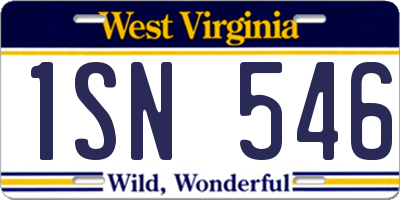 WV license plate 1SN546