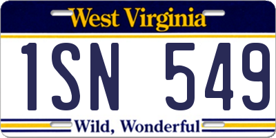 WV license plate 1SN549