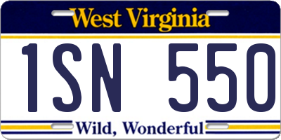 WV license plate 1SN550