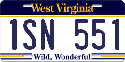 WV license plate 1SN551