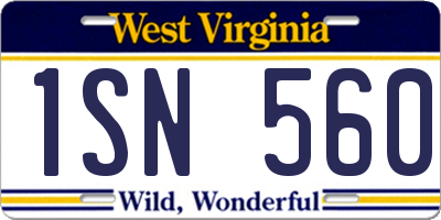 WV license plate 1SN560