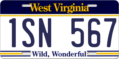WV license plate 1SN567
