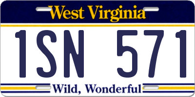 WV license plate 1SN571