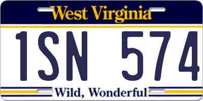 WV license plate 1SN574