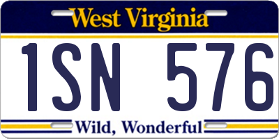 WV license plate 1SN576
