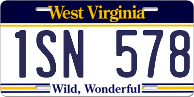 WV license plate 1SN578