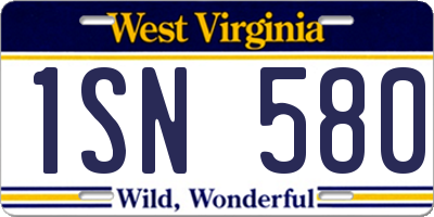 WV license plate 1SN580