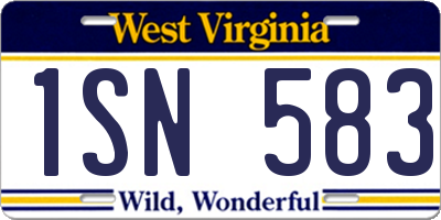 WV license plate 1SN583