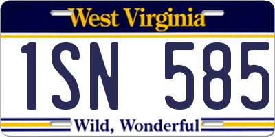 WV license plate 1SN585