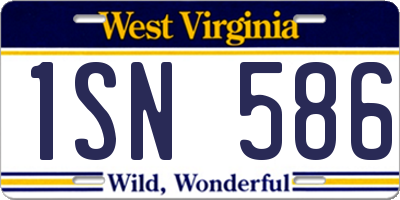 WV license plate 1SN586