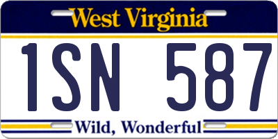 WV license plate 1SN587