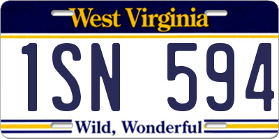 WV license plate 1SN594