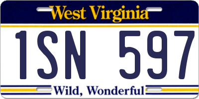 WV license plate 1SN597