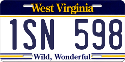 WV license plate 1SN598