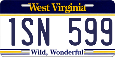 WV license plate 1SN599