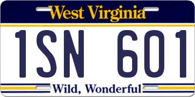 WV license plate 1SN601