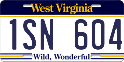 WV license plate 1SN604
