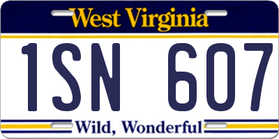 WV license plate 1SN607