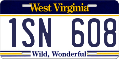 WV license plate 1SN608