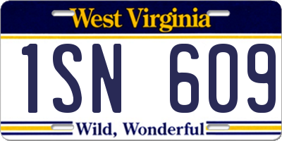 WV license plate 1SN609